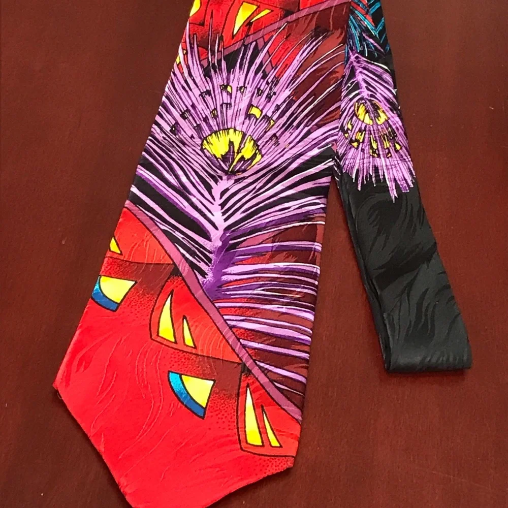 RUSH LIMBAUGH No Boundaries Vintage 90s multicolored Peacock Feather Silk Tie